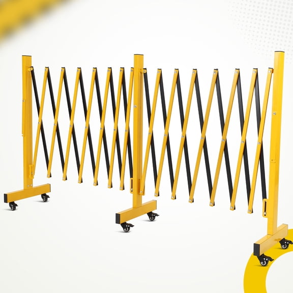 MROOBEST Expandable Metal Safety Barricade Gate-Heavy Duty Retractable Crowd Control Barrier with Premium Accessories Easy Assembly 11FT Yellow and Black