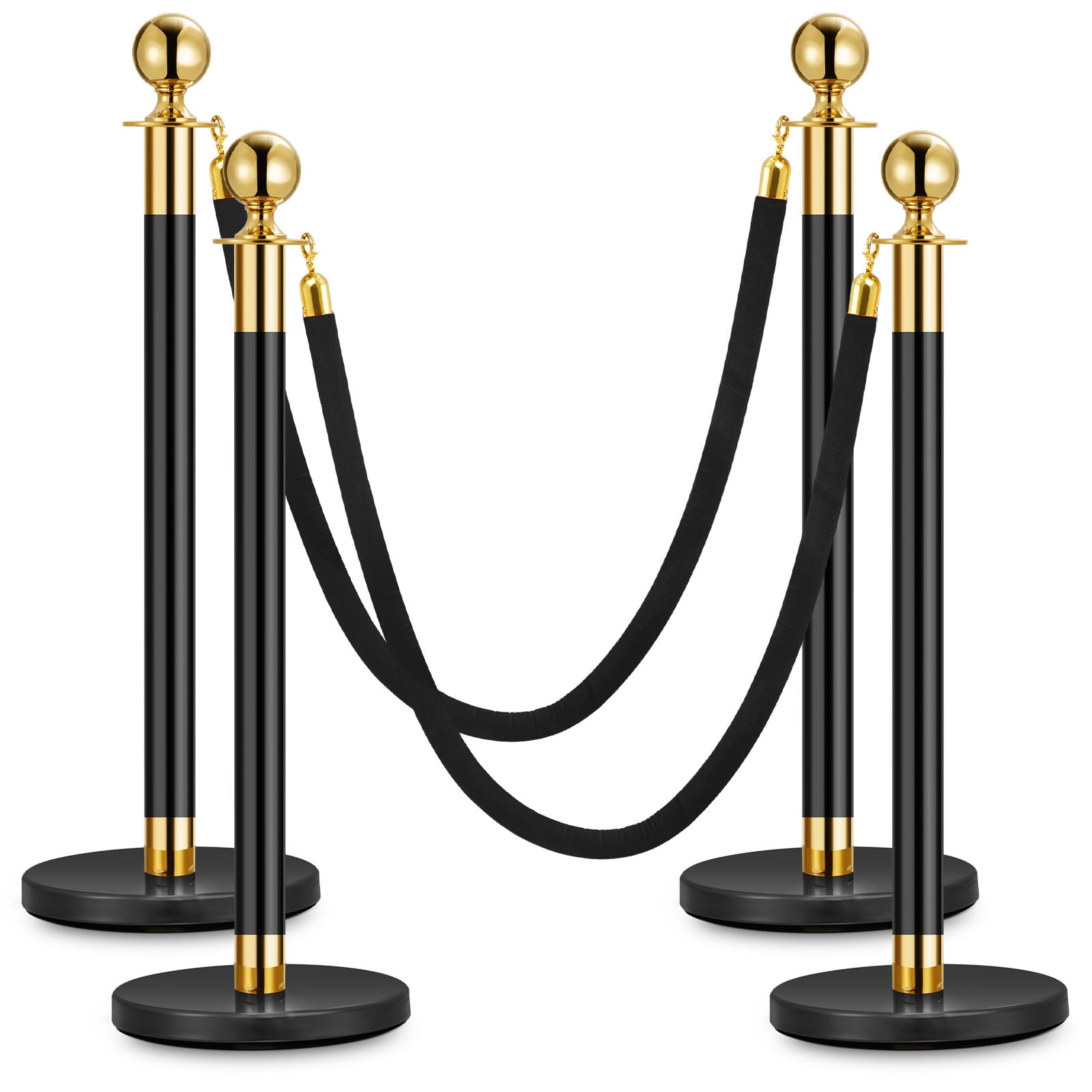 Velvent Rope MROOBEST Gold Stainless Steel Stanchion Posts Heavy-Duty Crowd Control ...