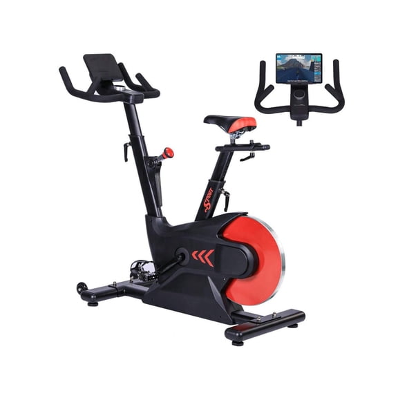 MROOBEST Home Stationary Bike With Shuttle Smart Knob. Exercise Bike With Heavy Flywheel. Electromagnetic Control. Indoor Cycling Bike With App. Seat Cushion. Black/Red