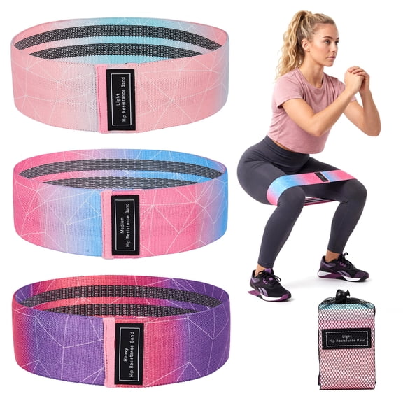 MROOBEST Non-Slip Fabric Resistance Bands Set – 6-Pack Booty & Strength Training Bands for Home Gym  Yoga  Pilates – Heavy/Medium/Light Exercise Loops – Multicolor  Mesh Gradient