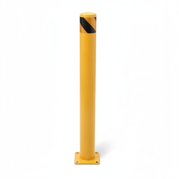 MROOBEST Removable Steel Safety Bollard High Diameter Parking Post Heavy Duty 4.5in 2pcs Yellow