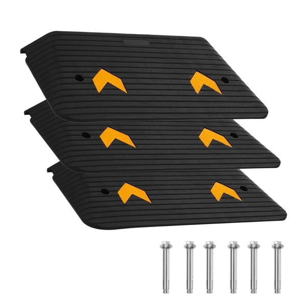 MROOBEST Rise Rubber Threshold Ramp 069LBS Capacity Heavy Duty Wheelchair Ramp with Cable Design 3Pcs