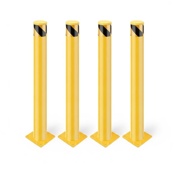 MROOBEST Steel Removable Safety Bollard Post Height Diameter High Visibility 4in 4pcs Yellow
