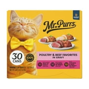 Mr Purrs Grilled Poultry & Beef Favorites in Gravy Variety Pack Wet Cat Food, 3 oz Can, Pack of 30