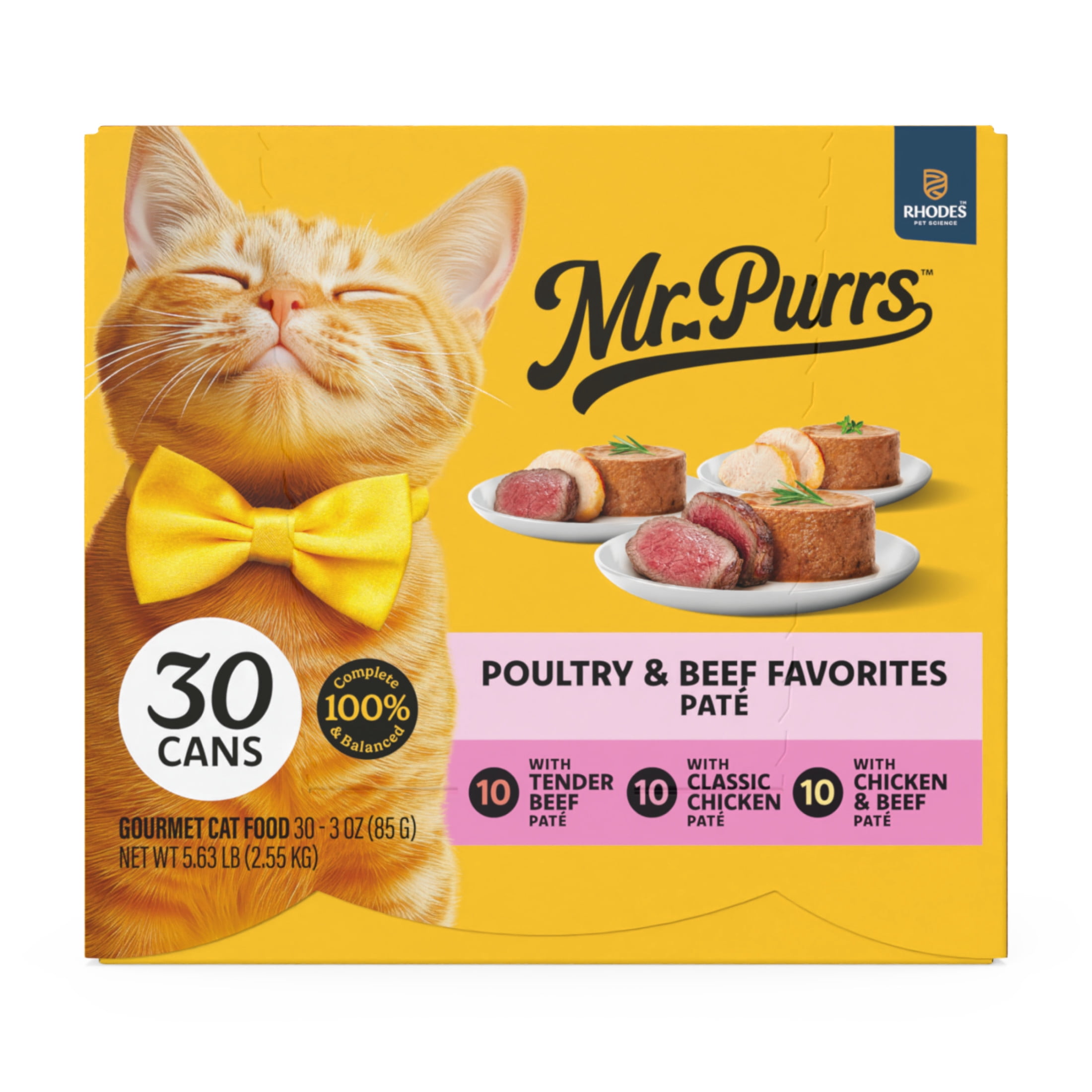 Mr Purrs Poultry & Beef Pate Wet Cat Food, 3 oz Can, 30 Pack