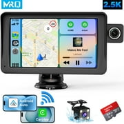 MRQ 9 Portable Wireless Apple Carplay & Android Auto,2.5K Dash Cam,1080p Backup Camera, Car Audio Receivers GPS Navigation Mirror Link, Bluetooth,FM, Siri
