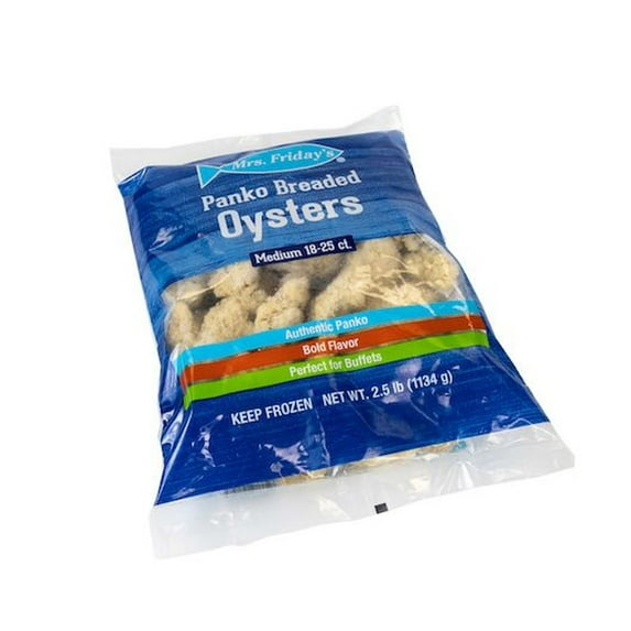 MRS.Fridays Gourmet Panko Breaded Medium Oysters, 2.5 Pound -- 6 per case.