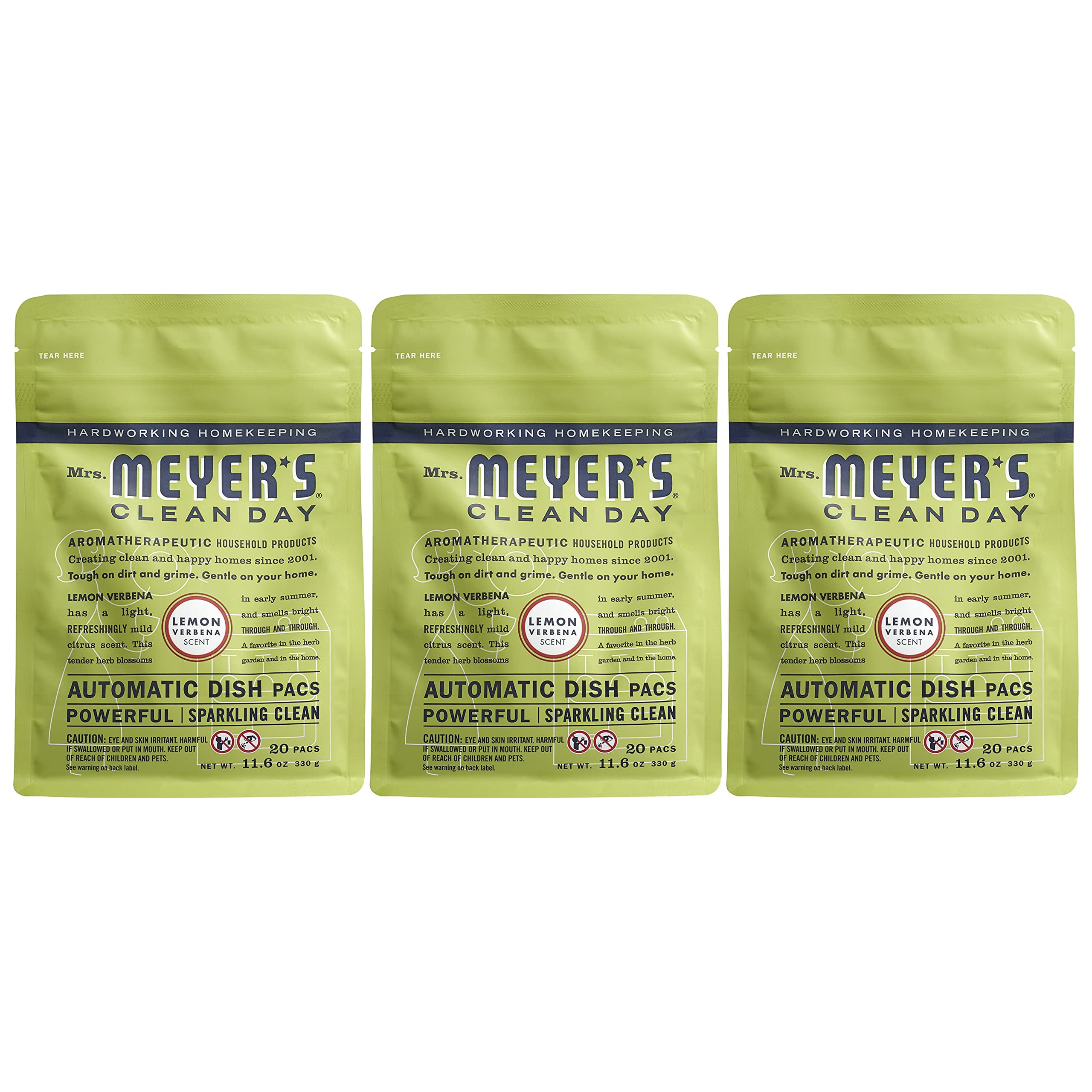 MRS. MEYER'S CLEAN DAY Automatic Dishwasher Pods, Lemon Verbena, 20