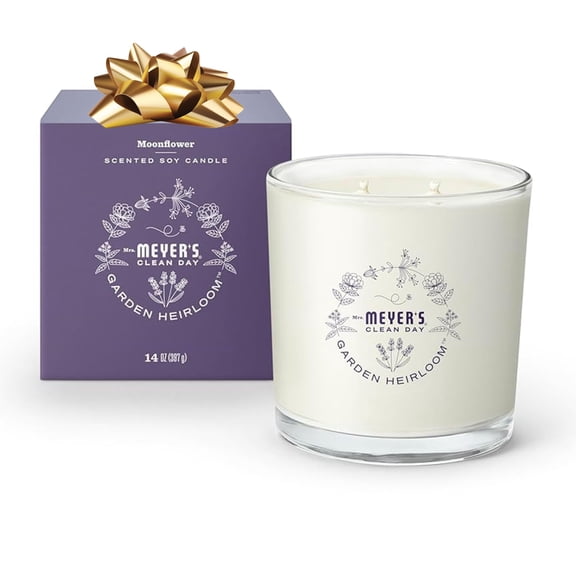 MRS. MEYER'S CLEAN DAY Garden Heirloom Scented Soy Candle, Large, Moonflower Scent, 14 Ounce Candle