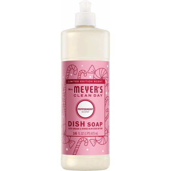 MRS. MEYER'S CLEAN DAY Liquid Dish Soap, Limited Edition Peppermint, 16 fl. oz (New Pack)
