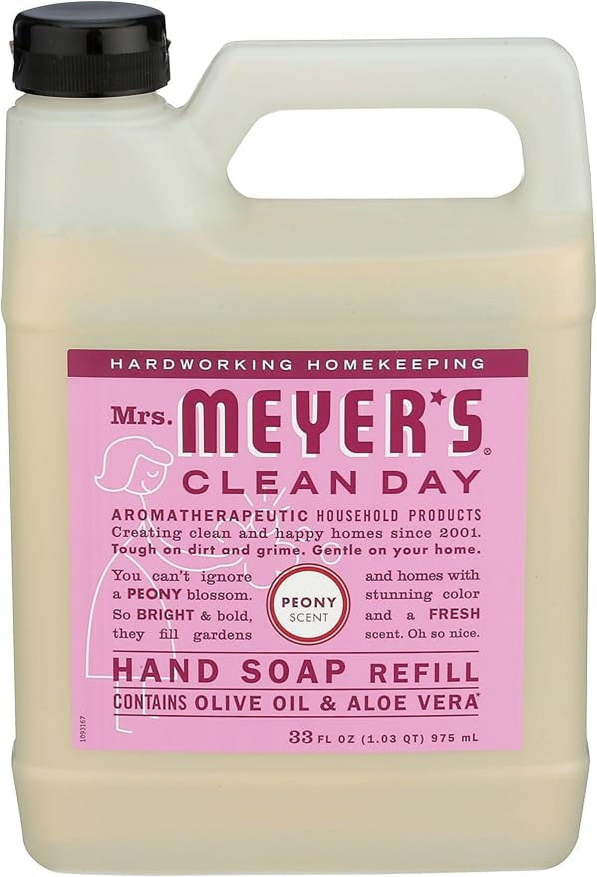 MRS. MEYER'S CLEAN DAY Liquid Hand Soap Refill, Cruelty Free and Biodegradable Hand Wash Made with Essential Oils, Peony Scent, 33 oz(Packaging May Vary)