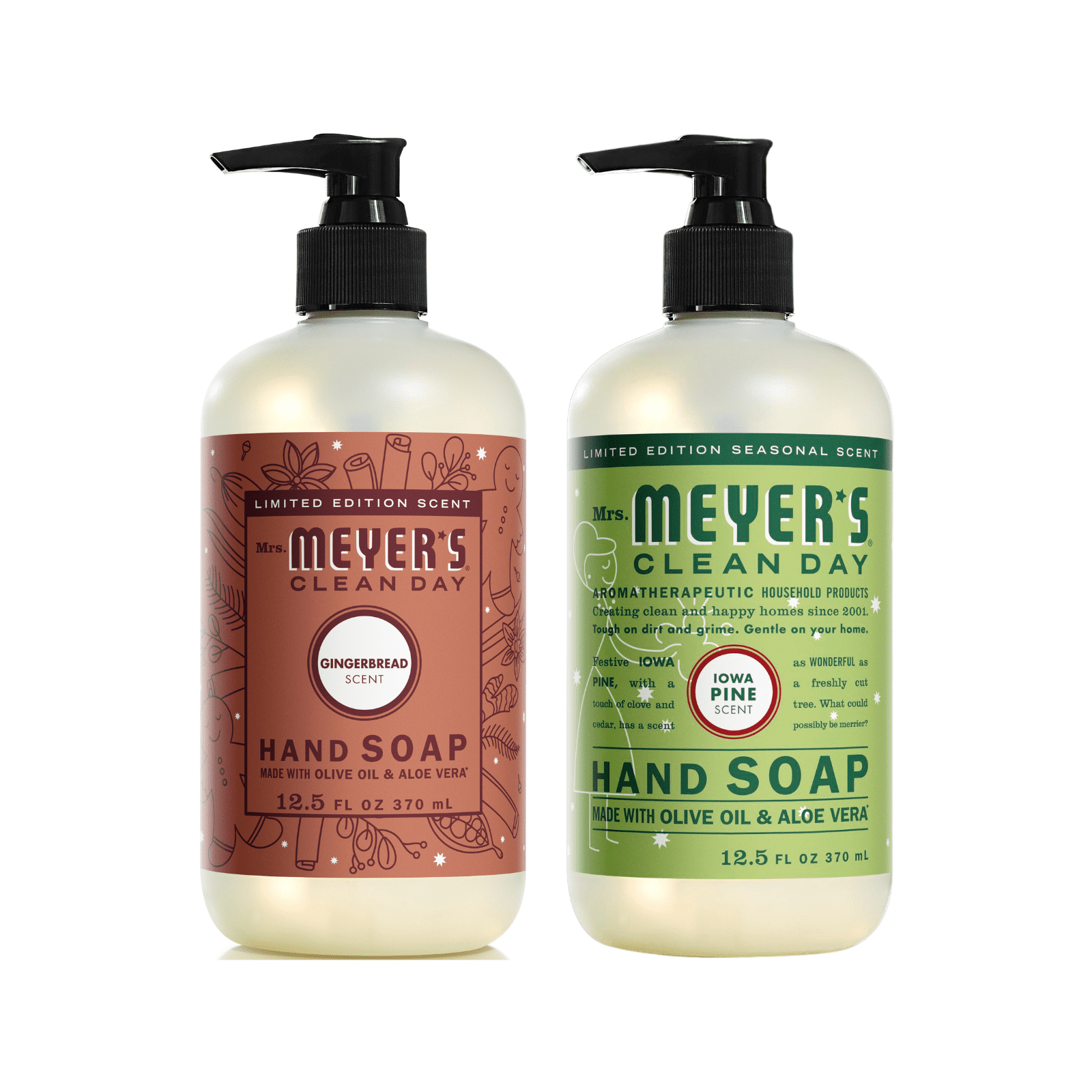 MRS. MEYER'S CLEAN DAY Liquid Hand Soap Variety Pack, Gingerbread, Iowa Pine, 12.5 fl oz Each, 1 CT