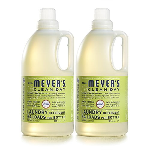 MRS. MEYER'S CLEAN DAY Liquid Laundry Detergent, Infused with Essential Oils, Lemon Verbena, 64 oz - Pack of 2 (128 Loads)