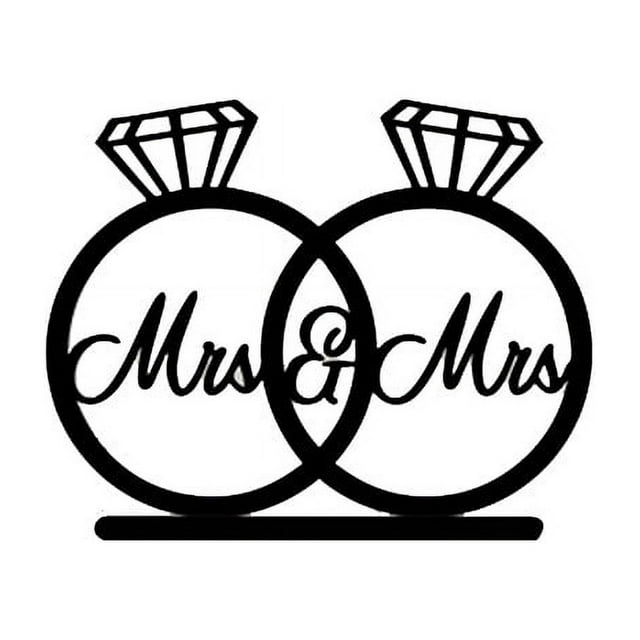 MRS & MRS in Rings Style Cake Topper for Wedding / Anniversary ...