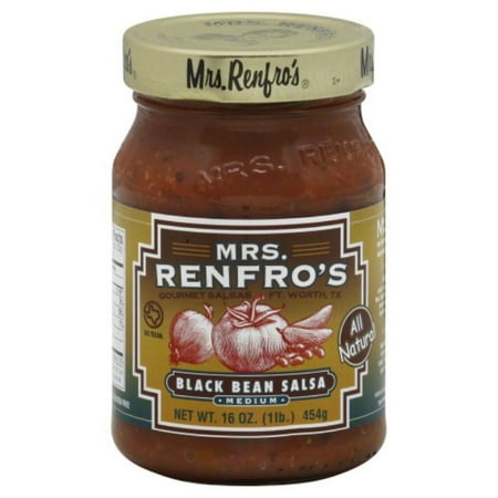 Mrs Renfro - Savory Black Bean Salsa for Dishes and Pizza - 16 OZ, Case of 6