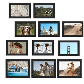 MRSXXNTY 11 Pack Picture Frames Collage Wall Decor for Mounting or Tabletop Display, Photo Gallery Frame Set for Family, Multi Sizes Including 5x7,4x5, Black