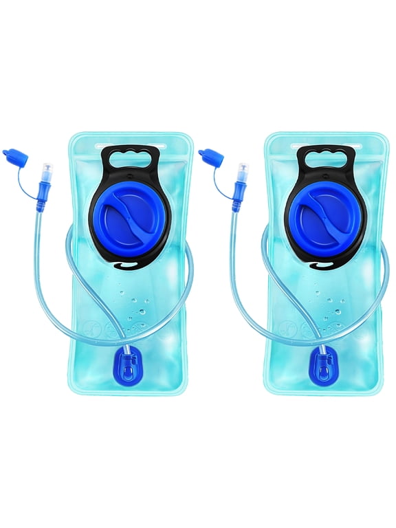 2 Pcs Hydration Bladder, 2L Water Bladder for Hiking Backpack Leak Proof Water Reservoir Storage Bag, BPA-Free Water Pouch Hydration Pack for Camping Cycling Running, Military Blue 2 Liter