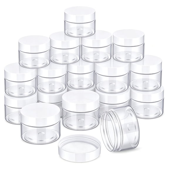 MRSXXNTY 20pcs Round Wide-mouth Leak Proof Plastic Container Jars with Lids for Travel Storage Makeup Beauty Products Face Creams Oils Salves Ointments DIY Making(1 Ounce,White)