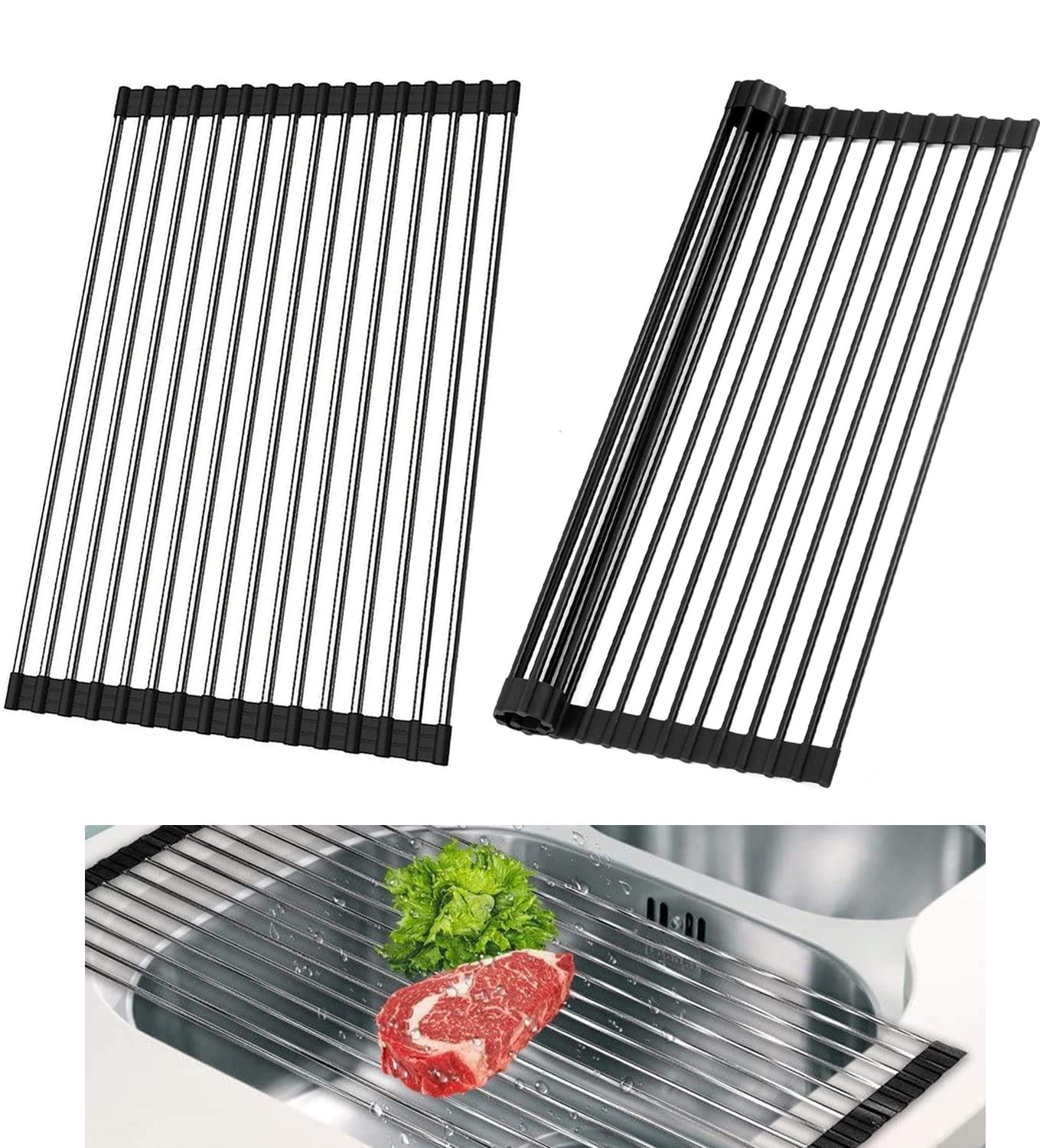 MRSXXNTY 2Pack Roll up Dish Drying Rack Over The Sink Kitchen Roll up ...