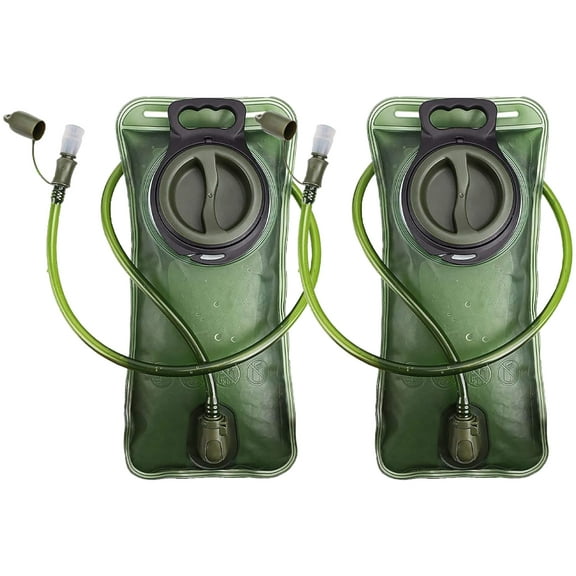 MRSXXNTY 2Pcs Hydration Bladder, 2L Water Bladder for Hiking Backpack Leak Proof Water Reservoir Storage Bag, Water Pouch Hydration Pack for Camping Cycling Running, Military Green 2 Liter--2Pcs