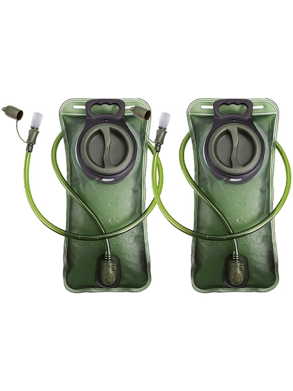 2Pcs Hydration Bladder, 2L Water Bladder for Hiking Backpack Leak Proof Water Reservoir Storage Bag, Water Pouch Hydration Pack for Camping Cycling Running, Military Green 2 Liter--2Pcs