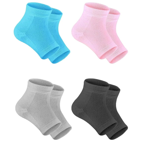 MRSXXNTY 4 Pairs Heel Moisturizing Socks Open Toe Socks Cracked Gel Heel Socks Foot Toeless Heel Repair Socks for Women Dry Hard Cracked Feet, 4 Colors