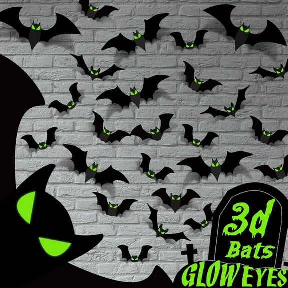 MRSXXNTY 96 PcsHalloween Decorations Indoor - Bats Halloween Decorations Plastic Spooky Scary Creepy 3D Bats for Halloween Party Bathroom Kitchen Home Room Outdoor Wall