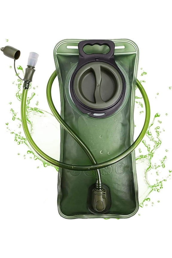 Hydration Bladder, 2L Water Bladder for Hiking Backpack Leak Proof Water Reservoir Storage Bag, BPA-Free Water Pouch Hydration Pack for Camping Cycling Running, Military Green 2 Liter