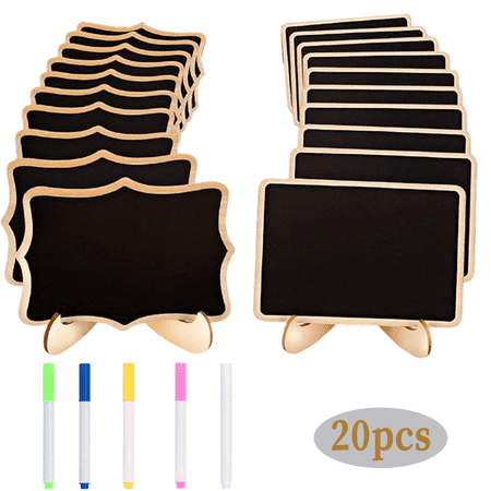 MRSXXNTY Mini Chalkboard Signs, 20 Pack Framed Small Chalk Board Food Labels with Easel Stand for Party Buffet Wedding Celebration, Wooden Blackboard as Place Cards for Table Setting or Numbers