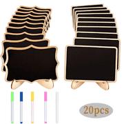 MRSTY Mini Chalkboard Signs, 20 Pack Framed Small Chalk Board Food Labels with Easel Stand for Party Buffet Wedding Celebration, Wooden Blackboard as Place Cards for Table Setting or Numbers