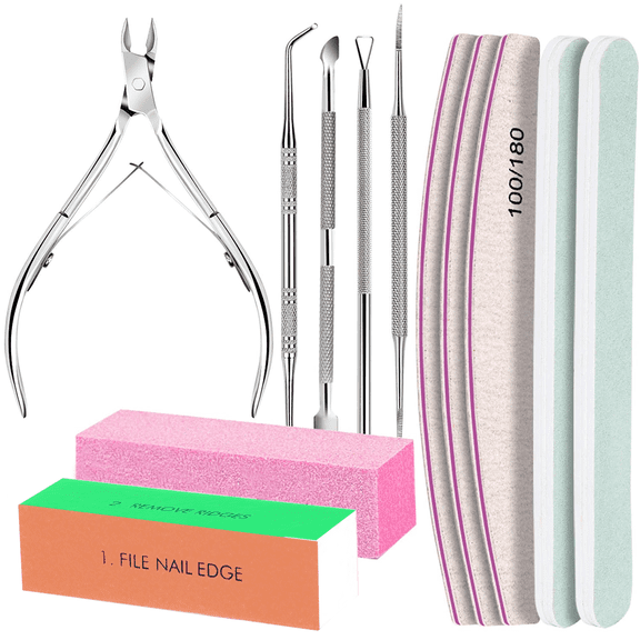 MRSXXNTY Nail Care Kit, Nail Files 100/180, Nail Buffer Block, Cuticle Nippers, Cuticle Trimmer, Cuticle Pusher, Nail Tools, Nail Kit, Pedicure & Manicure Tools, Nail Prep Kit, Manicure Kit
