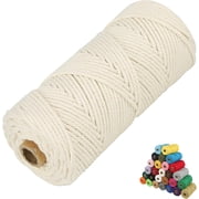 MRSTY Natural Macrame Cord 3mm x 328Yards, Beige Macrame Rope, Cotton Cord for Wall Hanging, Plant Hangers, Christmas Crafts, Knitting