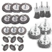 MRSXXNTY Wire Brush for Drill Set 21 Pcs, Abrasive Wire Wheel for Drill 1/4 Inch Hex Shank, Wire Cup Brush for Drill, Drill Wire Brush Coarse Crimped Carbon Steel, Wire Brush Drill Attachments