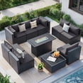 thumbnail image 1 of MRUAKA 10 Pieces Patio Conversation Set With Firepit, Outdoor Sectional PE Rattan Wicker Furniture Seat,Gray, 1 of 8