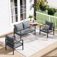 thumbnail image 1 of MRUAKA 3-Piece Outdoor Patio Conversation Set, Metal Frame Furniture Sofa with Armchairs & Coffee Table, Weather-Resistant Cushions for Balcony, Deck, Poolside Gray, 1 of 7