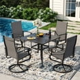 thumbnail image 1 of MRUAKA 5-Piece Patio Dining Set, 360-Swivel Mid Back Breathable Textilene Chairs & Square Table, Heavy Duty All-Weather Outdoor Furniture，Dark Gray, 1 of 10