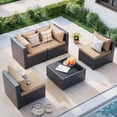 thumbnail image 1 of MRUAKA 5 Pieces Patio Conversation Set, Outdoor Sectional PE Rattan Wicker Furniture Seat,Khaki, 1 of 6