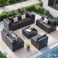 thumbnail image 1 of MRUAKA 9 Pieces Patio Conversation Set, Outdoor Sectional PE Rattan Wicker Furniture Seat,Gray, 1 of 7