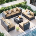 thumbnail image 1 of MRUAKA 9 Pieces Patio Conversation Set, Outdoor Sectional PE Rattan Wicker Furniture Seat,Khaki, 1 of 7