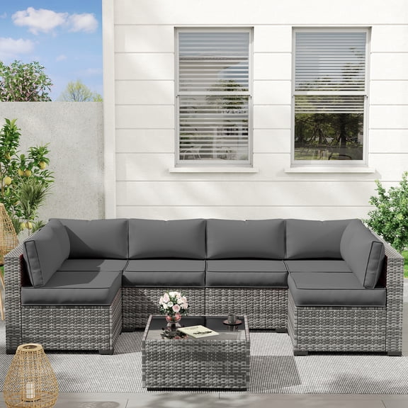 MRUAKA Outdoor Cushions for Patio Furniture, 4'' Replacement patio Cushions for Outdoor Furniture, Set of 6 Water-Resistant Outdoor Sectional Cushions for Sofa Couch Chair,Gray
