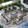 thumbnail image 1 of MRUAKA Outdoor Patio Furniture Set, 10-Piece Modular Sectional Sofa With Gas stove, PE Wicker Outdoor Conversation Set for Patio, Garden, Backyard, Gray, 1 of 11