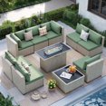 thumbnail image 1 of MRUAKA Outdoor Patio Furniture Set, 10-Piece Modular Sectional Sofa With Gas stove, PE Wicker Outdoor Conversation Set for Patio, Garden, Backyard,Green, 1 of 10