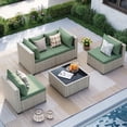 thumbnail image 1 of MRUAKA Outdoor Patio Furniture Set, 5-Piece Modular Sectional Sofa With Tea Table and Free Cushion, PE Wicker Outdoor Conversation Set for Patio, Garden, Backyard,Green, 1 of 7