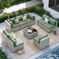 thumbnail image 1 of MRUAKA Outdoor Patio Furniture Set, 9-Piece Modular Sectional Sofa,PE Wicker Outdoor Conversation Set for Patio, Garden, Backyard,Green, 1 of 6