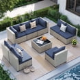 thumbnail image 1 of MRUAKA Outdoor Patio Furniture Set, 9-Piece Modular Sectional Sofa,PE Wicker Outdoor Conversation Set for Patio, Garden, Backyard,Navy, 1 of 7