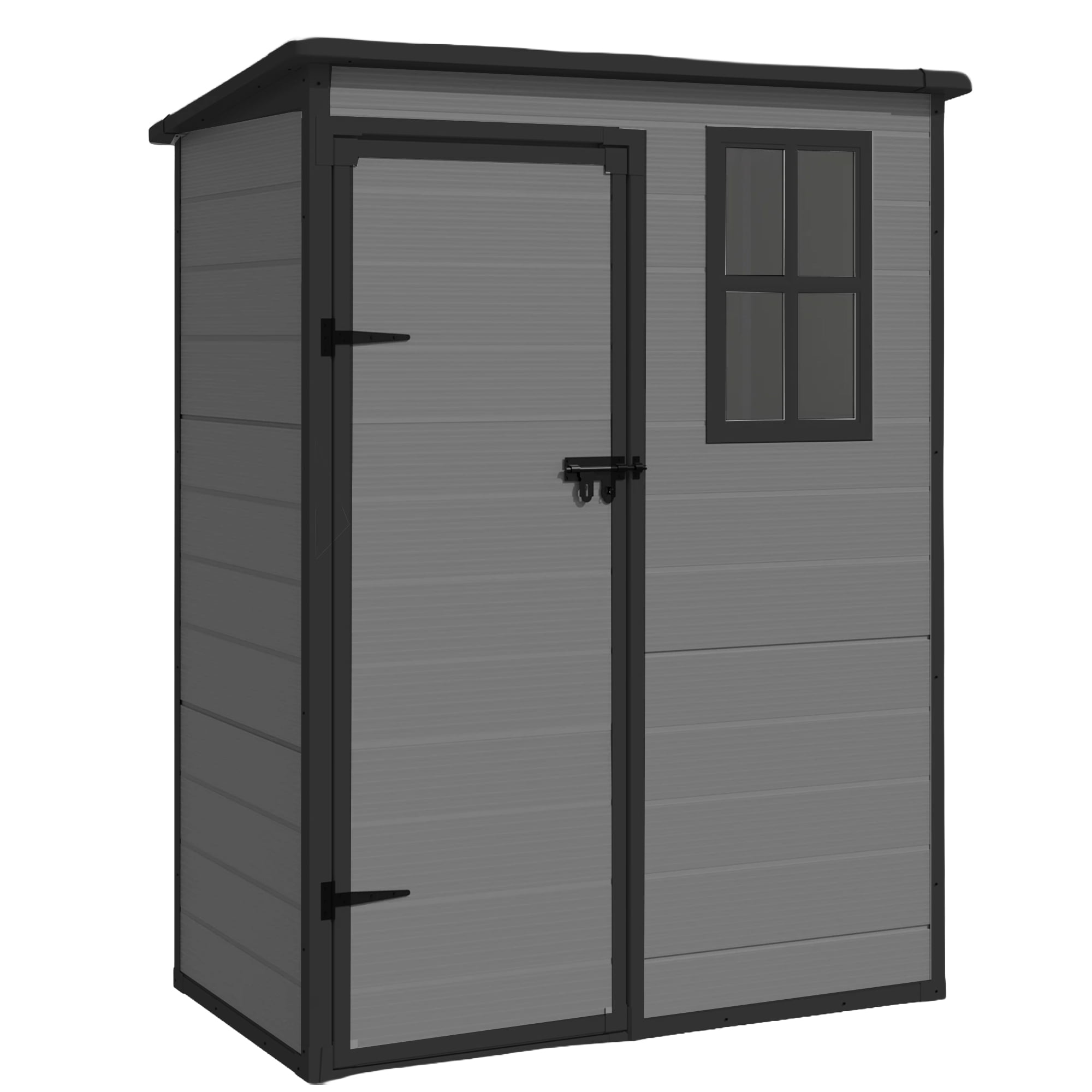 MRUAKA Storage Shed 5×3 FT, Resin Sheds & Plastic Outdoor Storage with Floor Outdoors Garden Tool Shed Tuff Outside Patio Shed with Lockable Door for Bike,Dark Gray,