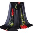 thumbnail image 1 of MRULIC Fashion Women Rose Long Soft Wrap Scarf Ladies Shawl Chiffon Scarf Scarves Black + One size, 1 of 3