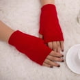 thumbnail image 1 of MRULIC Gloves Mittens Women Girl Knitted Arm Fingerless Keep Warm Winter Gloves Soft Warm Mitten Red + One size, 1 of 2