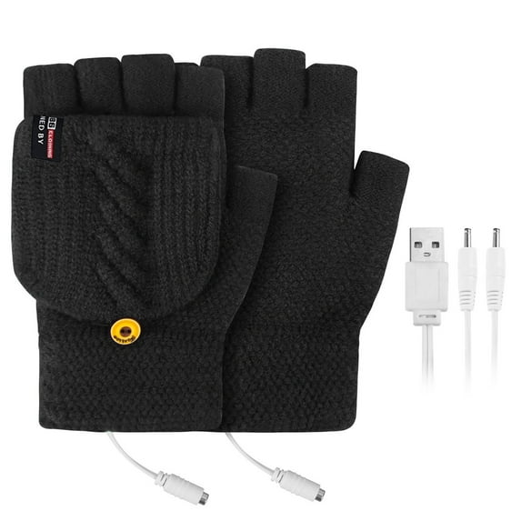 MRULIC Gloves for women Leather Rechargeable Heated Warmer Winter Battery Outdoor Electric Li-ion Gloves GlovesGloves Mittens Black + One size