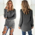 thumbnail image 1 of MRULIC Sweater for women Womens Casual O-neck Solid Long Sleeve Jumper Sweaters Blouse Tops Women's Pullover Sweater Dark Grey + XXL, 1 of 5